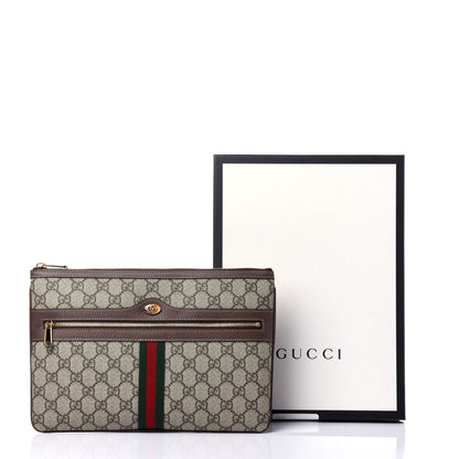 Gucci GG Supreme Monogram Large Ophidia Pouch Clutch Brown 11 of 11
