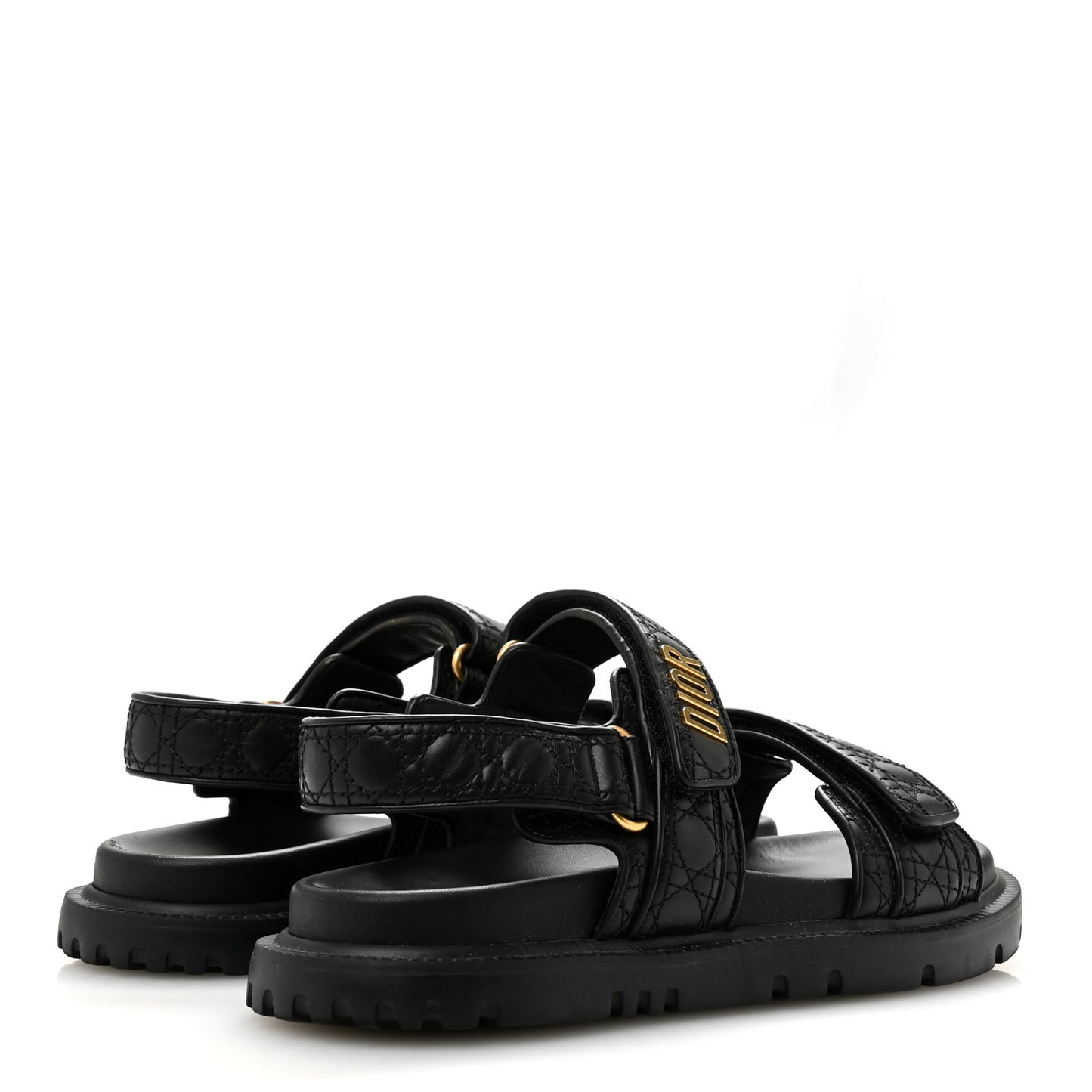 Calfskin Cannage Dioract 10mm Sandals 38.5 Black