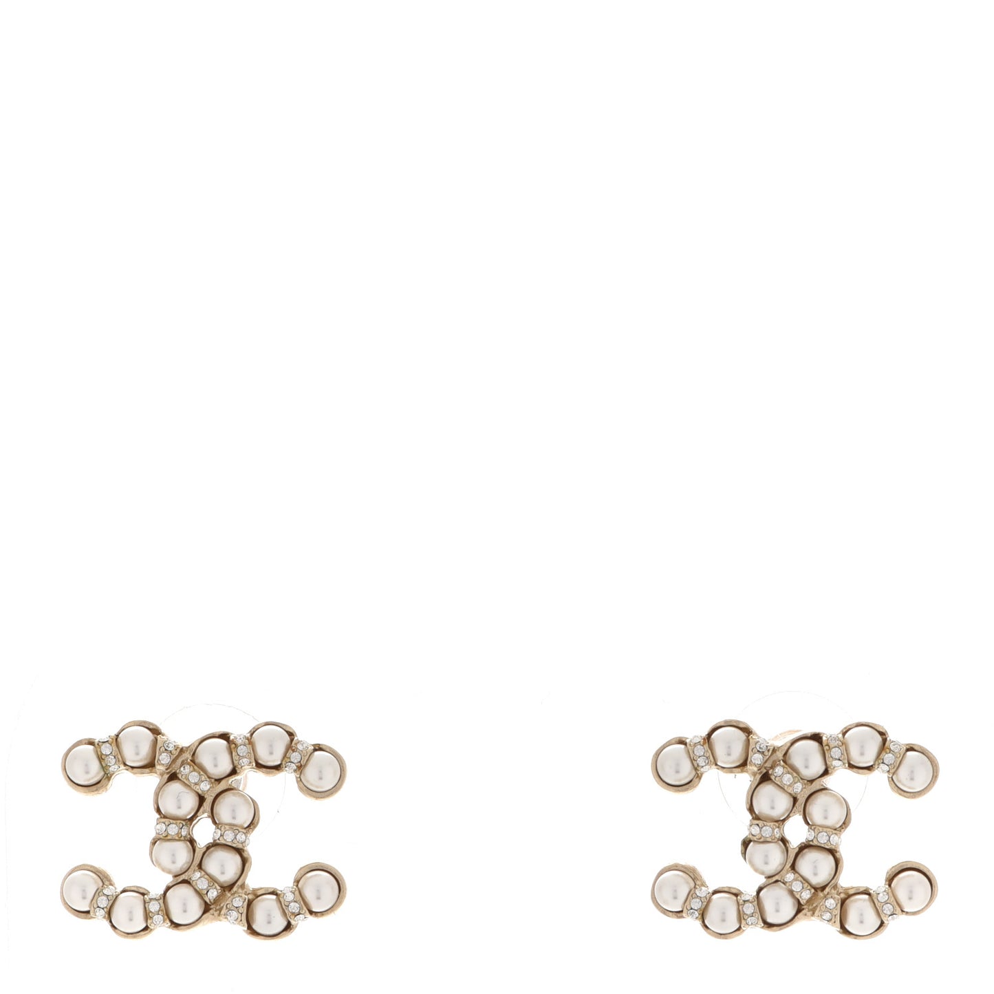 Pearl Crystal CC Earrings Gold