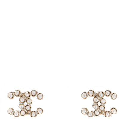 Chanel Pearl Crystal CC Earrings Gold 1 of 5