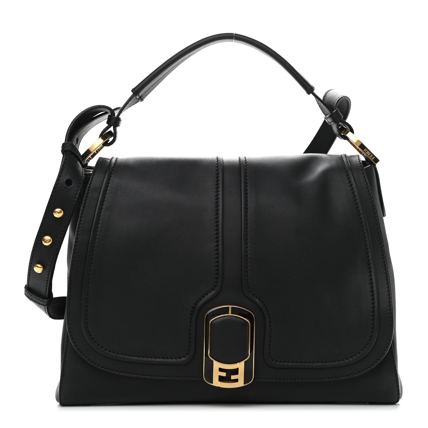 Fendi Vitello Dolce Marmol Anna Shoulder Bag Black 1 of 10