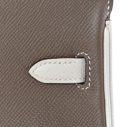 Hermes Epsom Horseshoe Birkin 25 Etoupe Craie 9 of 35