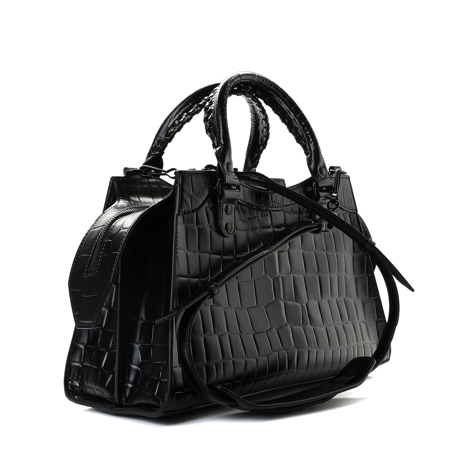 Balenciaga Semi Shiny Calfskin Crocodile Embossed Neo Classic Black Hardware S City Black 4 of 10