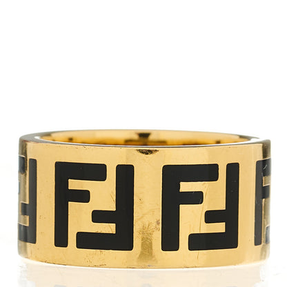 Fendi Metal Enamel Forever Fendi Ring M 54 7 Gold Black 3 of 7