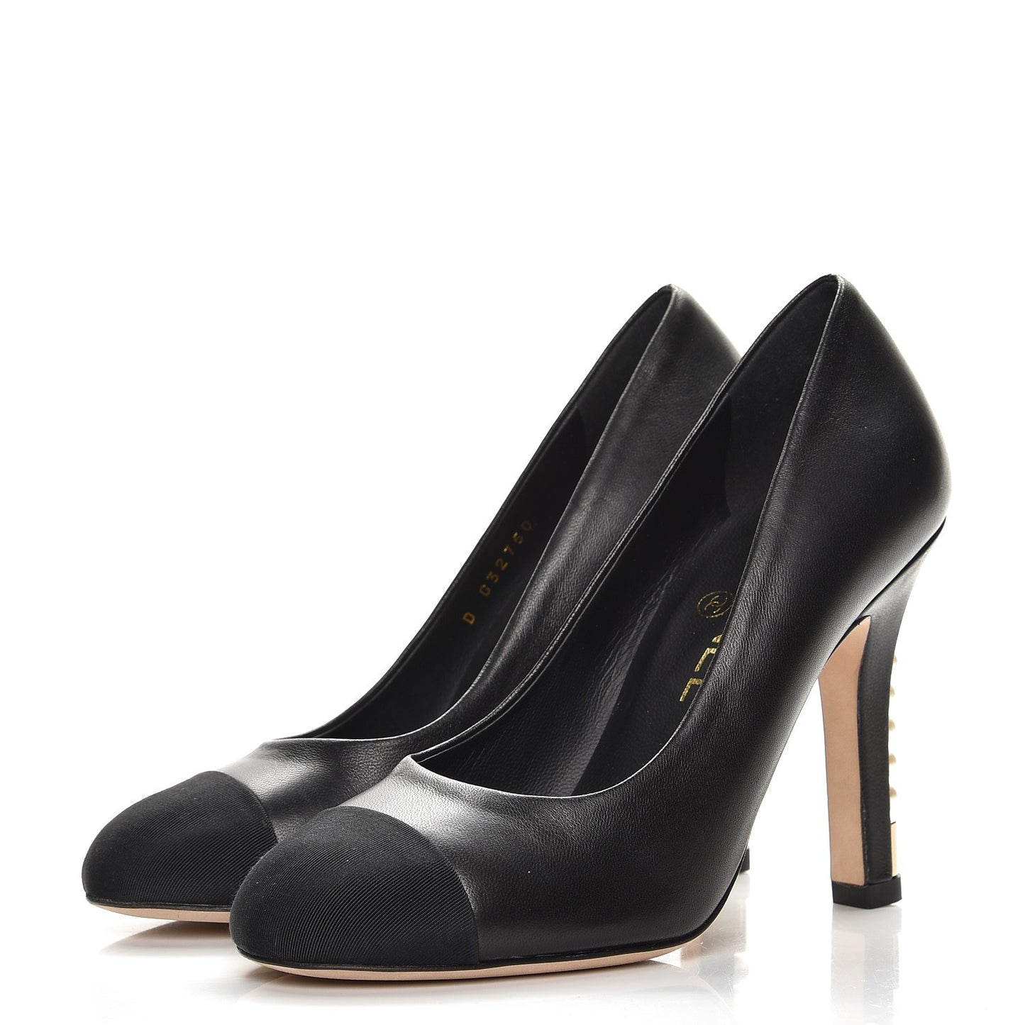 Lambskin Grosgrain Cap Toe Pearl Pumps 36 Black