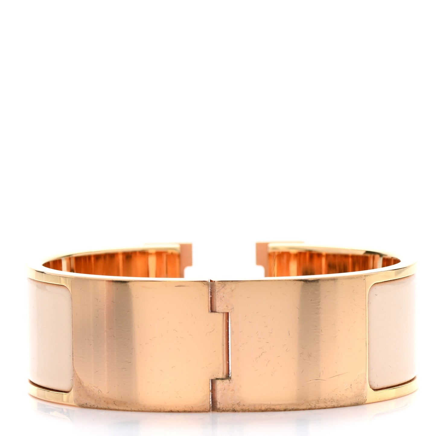 Enamel Wide Clic Clac H Bracelet PM Beige Nacre