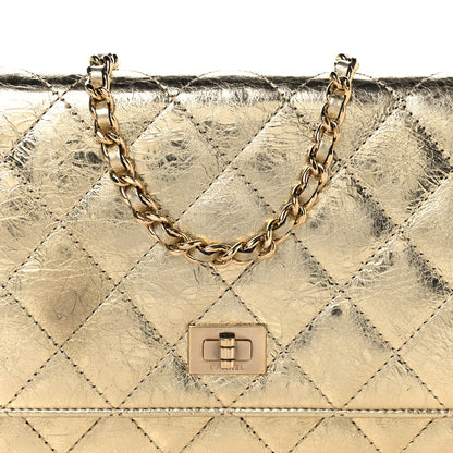 Chanel Metallic Aged Calfskin Quilted Reissue Wallet On Chain WOC Gold 8 of 12