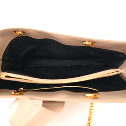 Saint Laurent Grain De Poudre Matelasse Chevron Monogram Shopping Bag Dark Beige 6 of 22