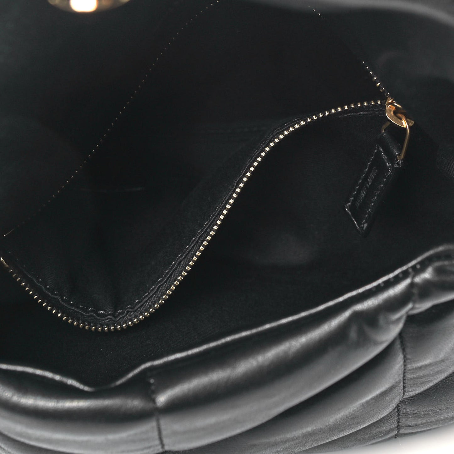 Lambskin Quilted Small Loulou Puffer Monogram Chain Satchel Black