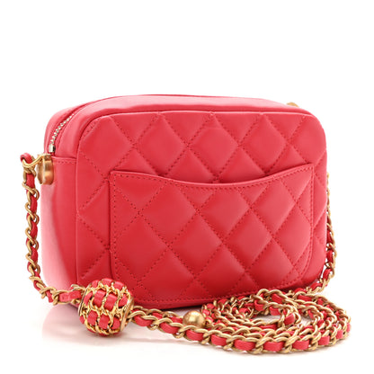 Chanel Lambskin Quilted CC Pearl Crush Camera Case Red 3 of 11
