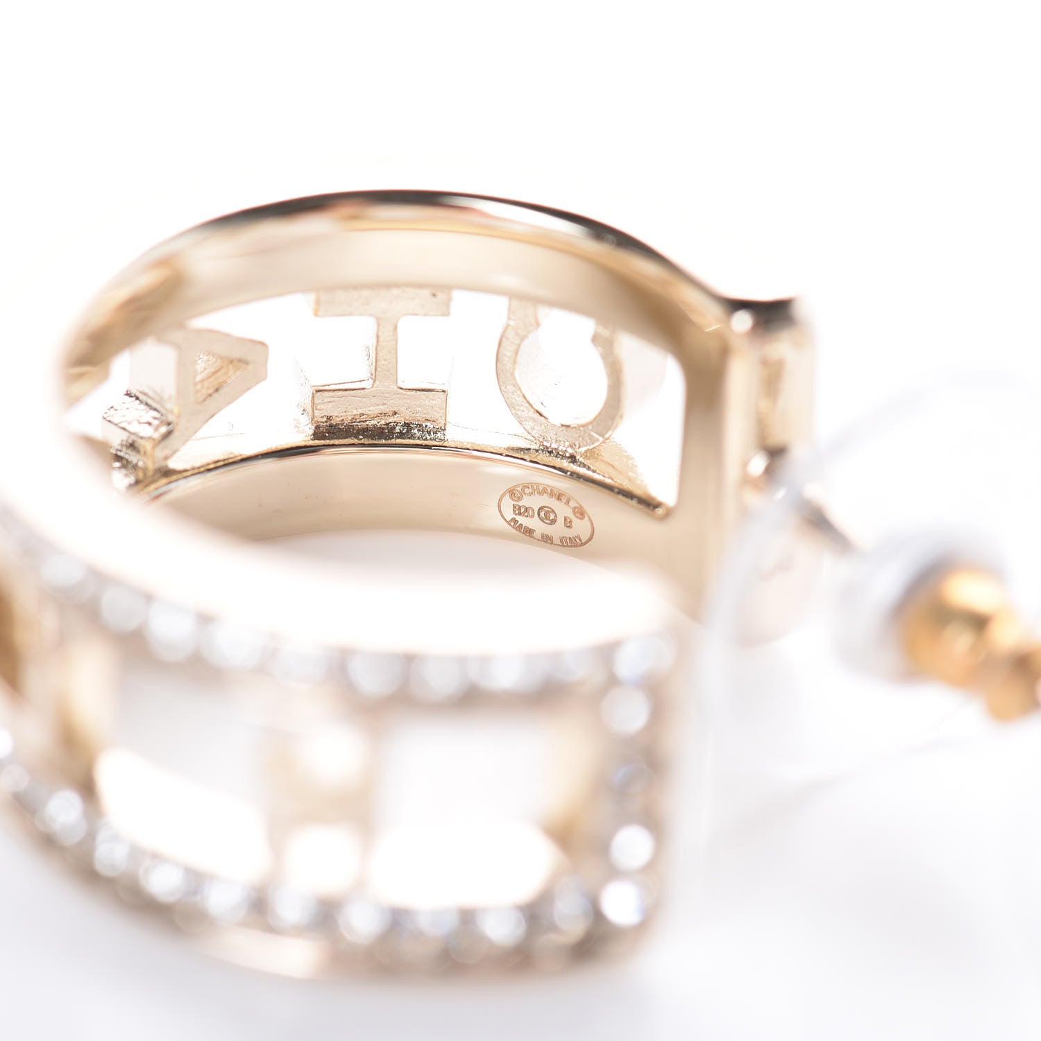Chanel Metal Crystal Bow-tiful CC Hoop Earrings Gold 3 of 5