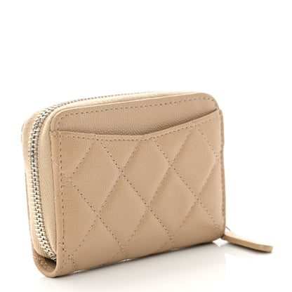 Chanel Caviar Quilted Zip Around Coin Purse Beige 3 of 11
