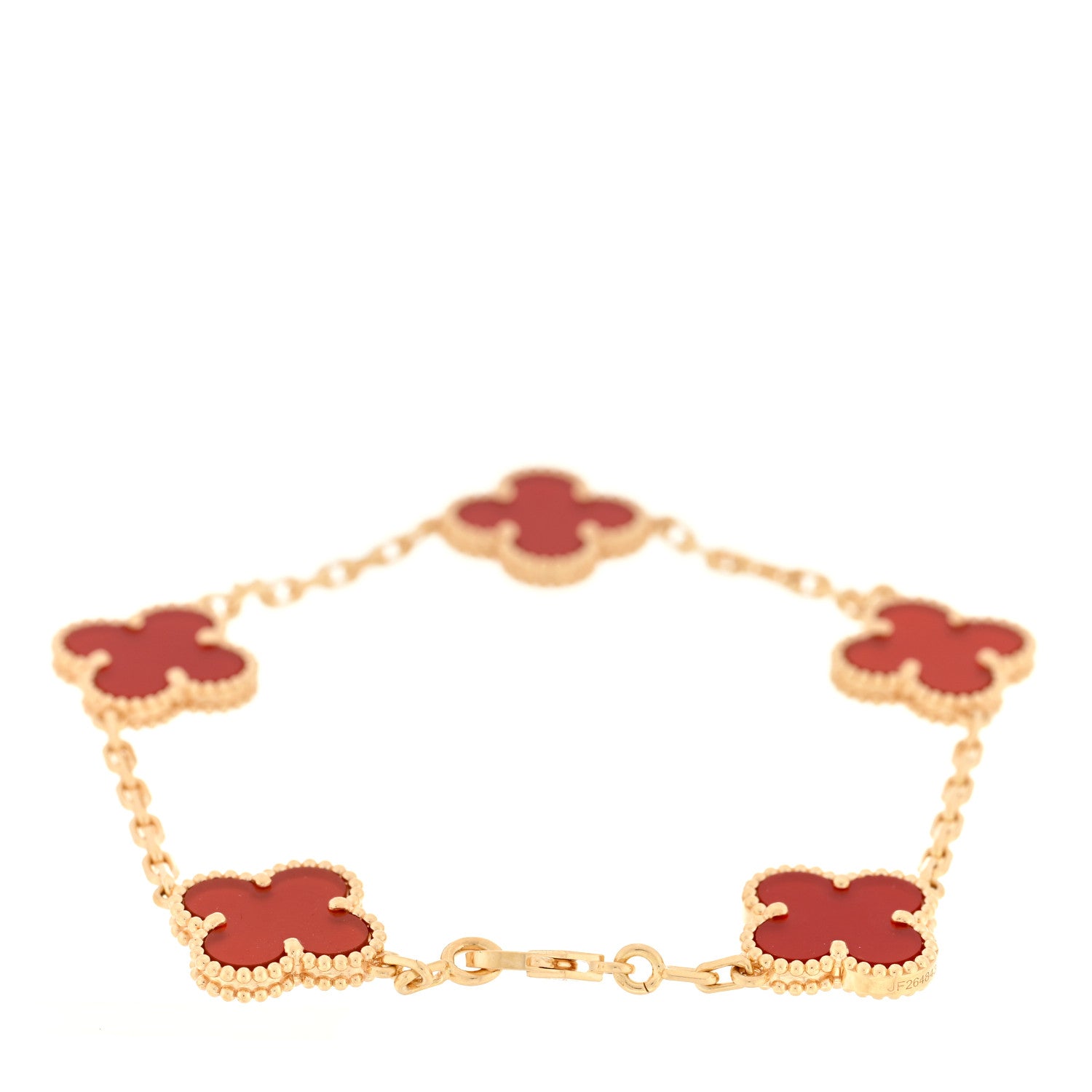 Van Cleef & Arpels 18K Yellow Gold Carnelian 5 Motifs Vintage Alhambra Bracelet 2 of 4