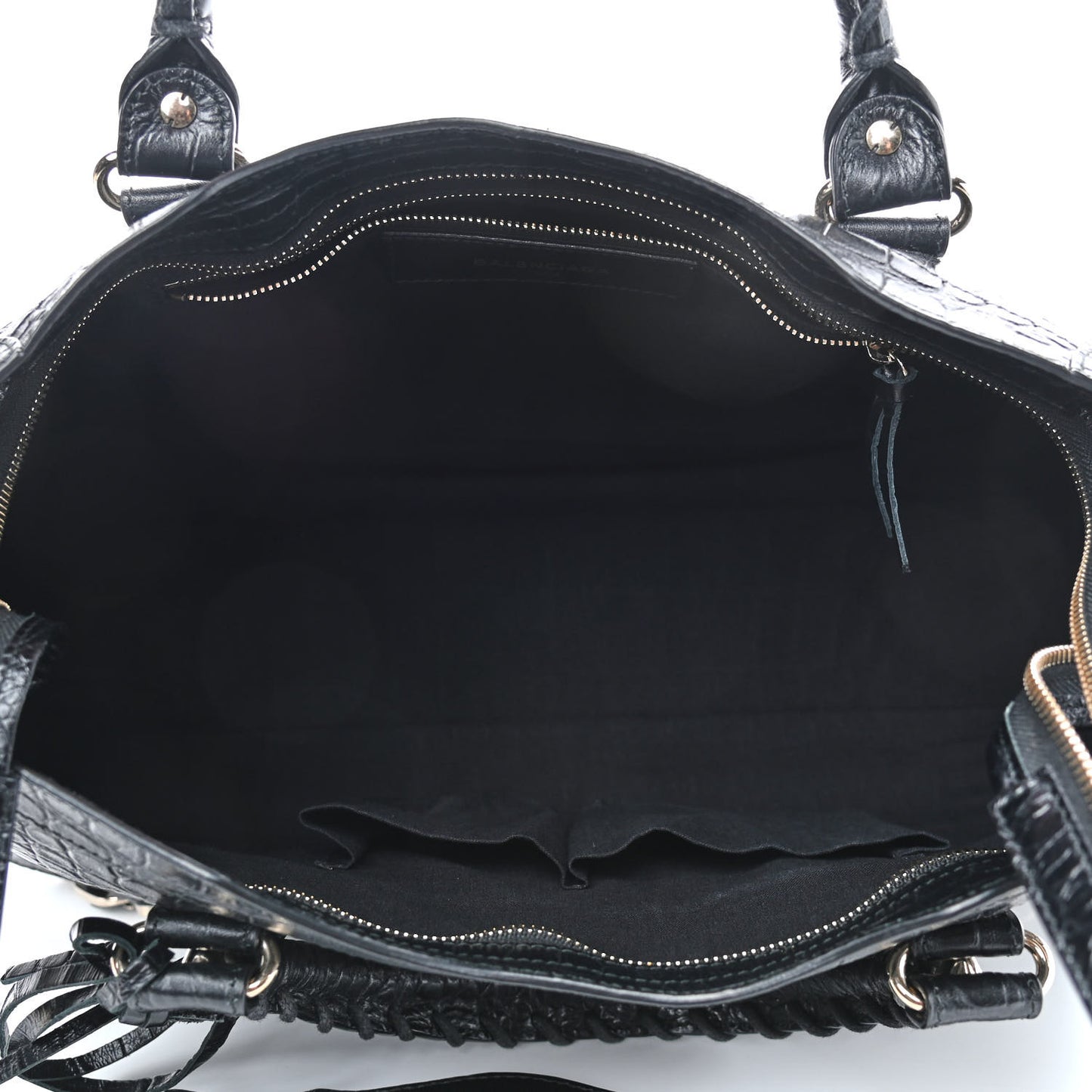 Calfskin Crocodile Embossed Classic Hardware City Black