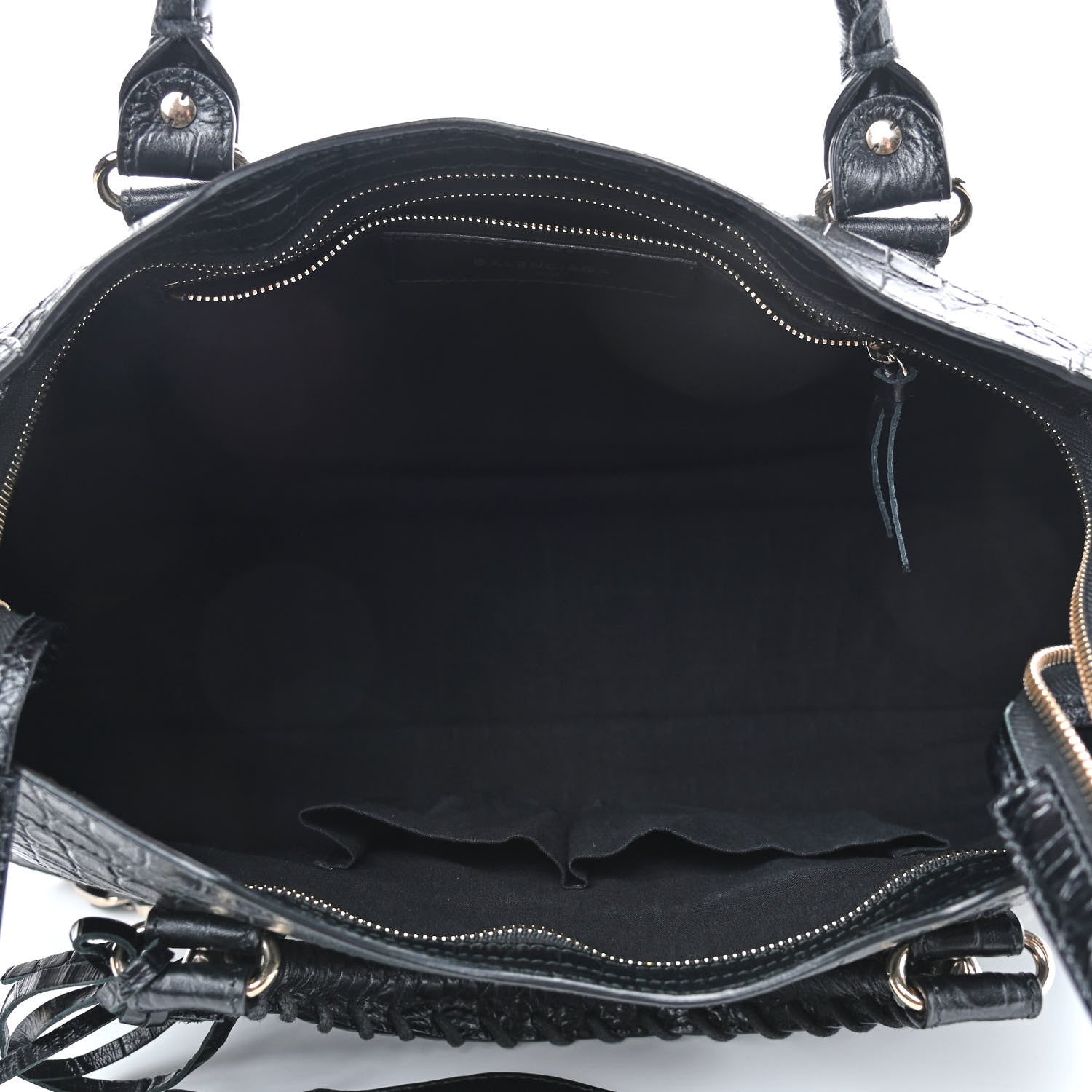 Balenciaga Calfskin Crocodile Embossed Classic Hardware City Black 5 of 10