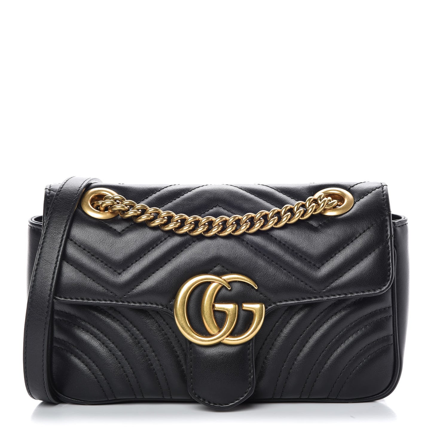 Calfskin Matelasse Mini GG Marmont Shoulder Bag Black