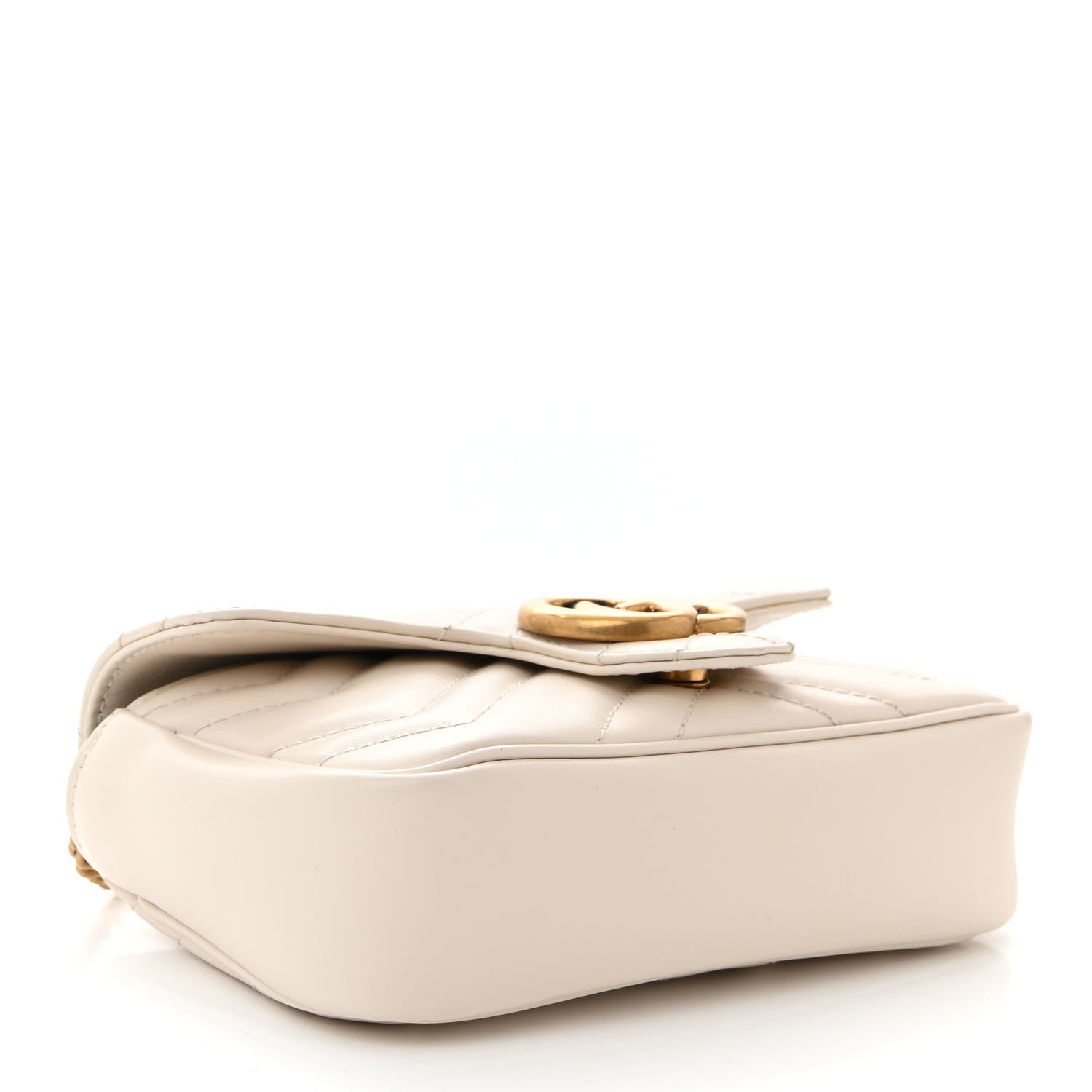 Gucci Calfskin Matelasse Super Mini GG Marmont Shoulder Bag White 4 of 11