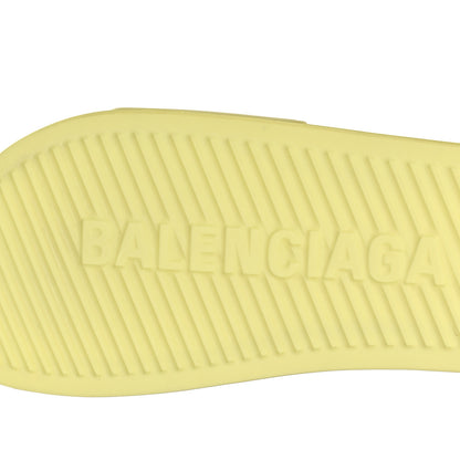 Balenciaga Smooth Rubber Logo Bi-Color Womens Pool Slide Sandals 36 Yellow Black 6 of 10