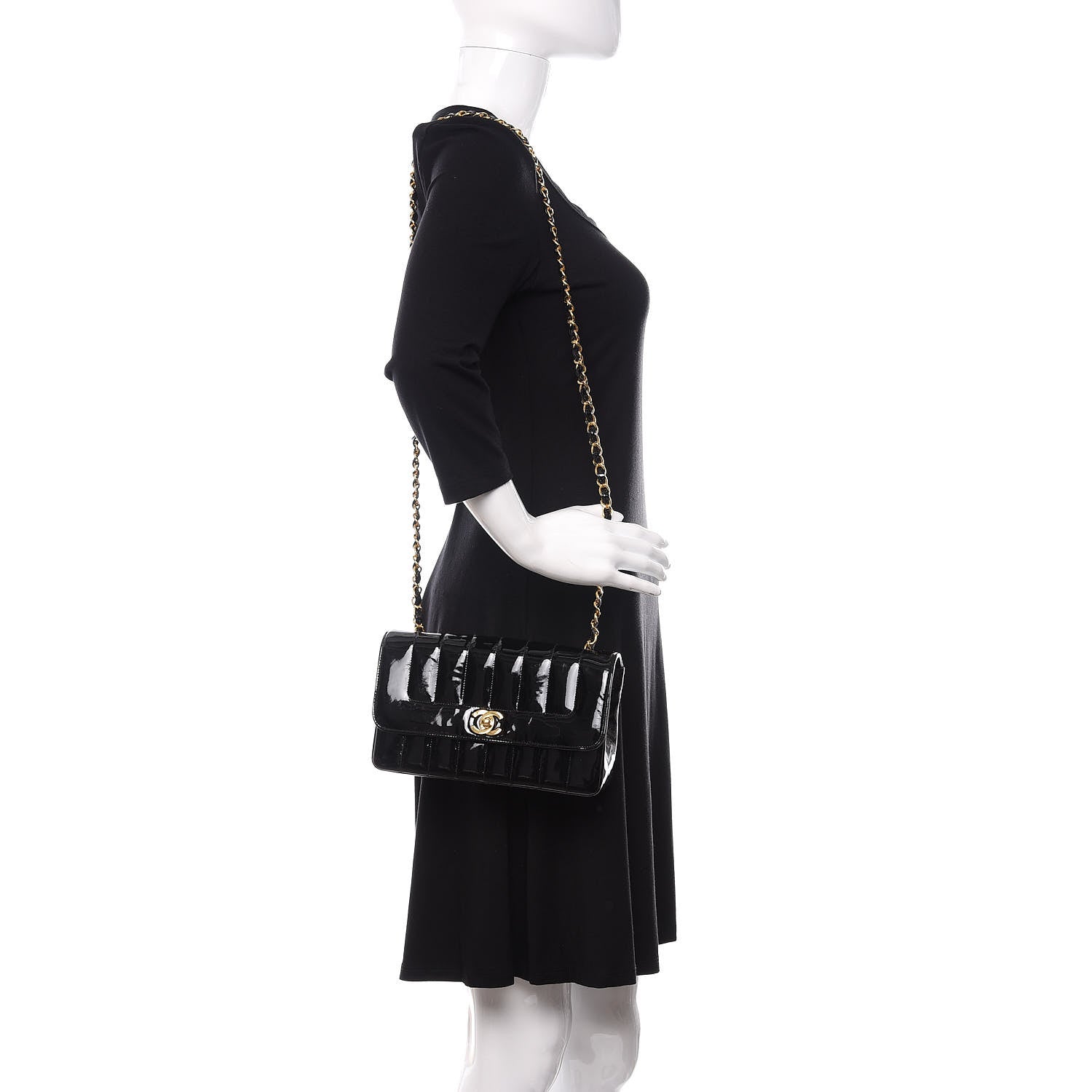 Chanel Patent Vertical Quilted Mini Rectangular Flap Black 2 of 12