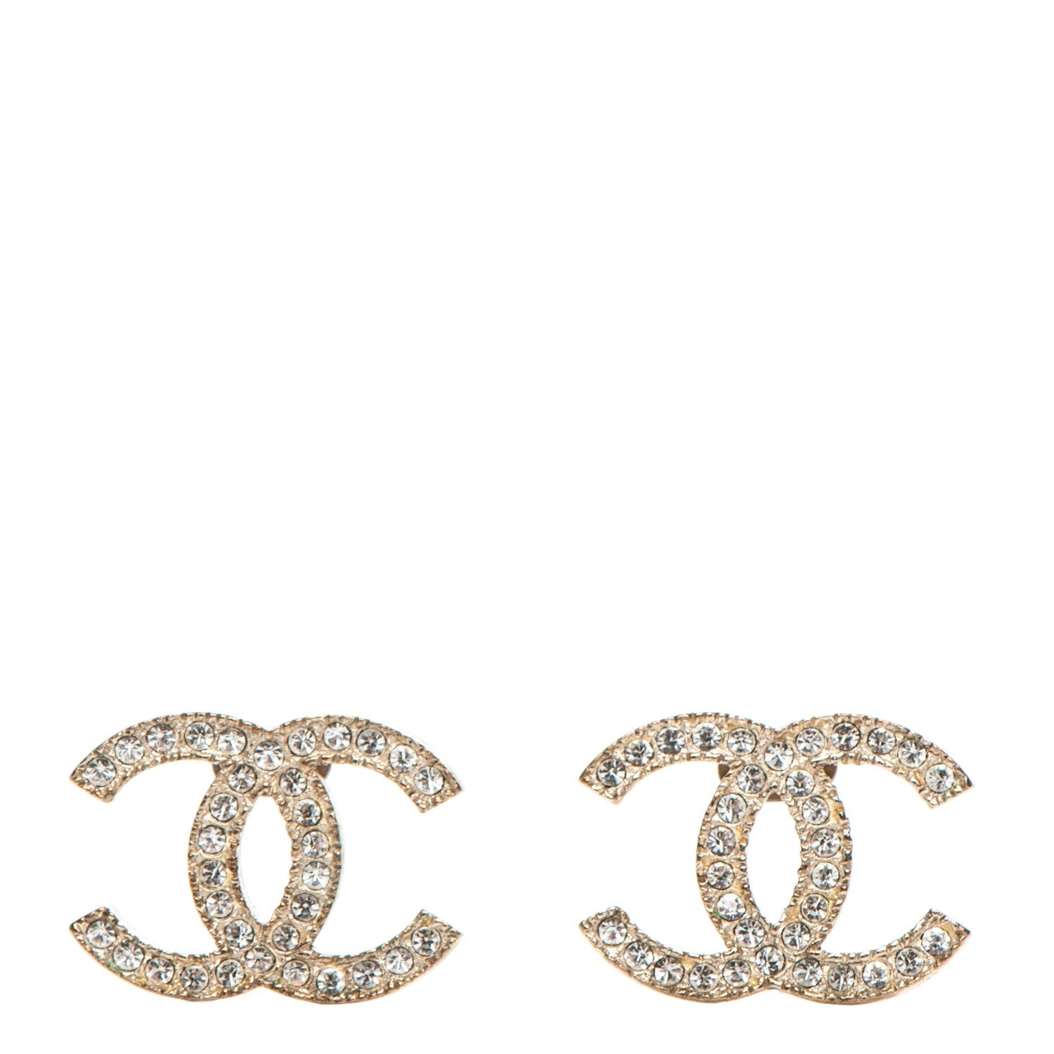 Chanel Crystal CC Earrings Gold 1 of 6