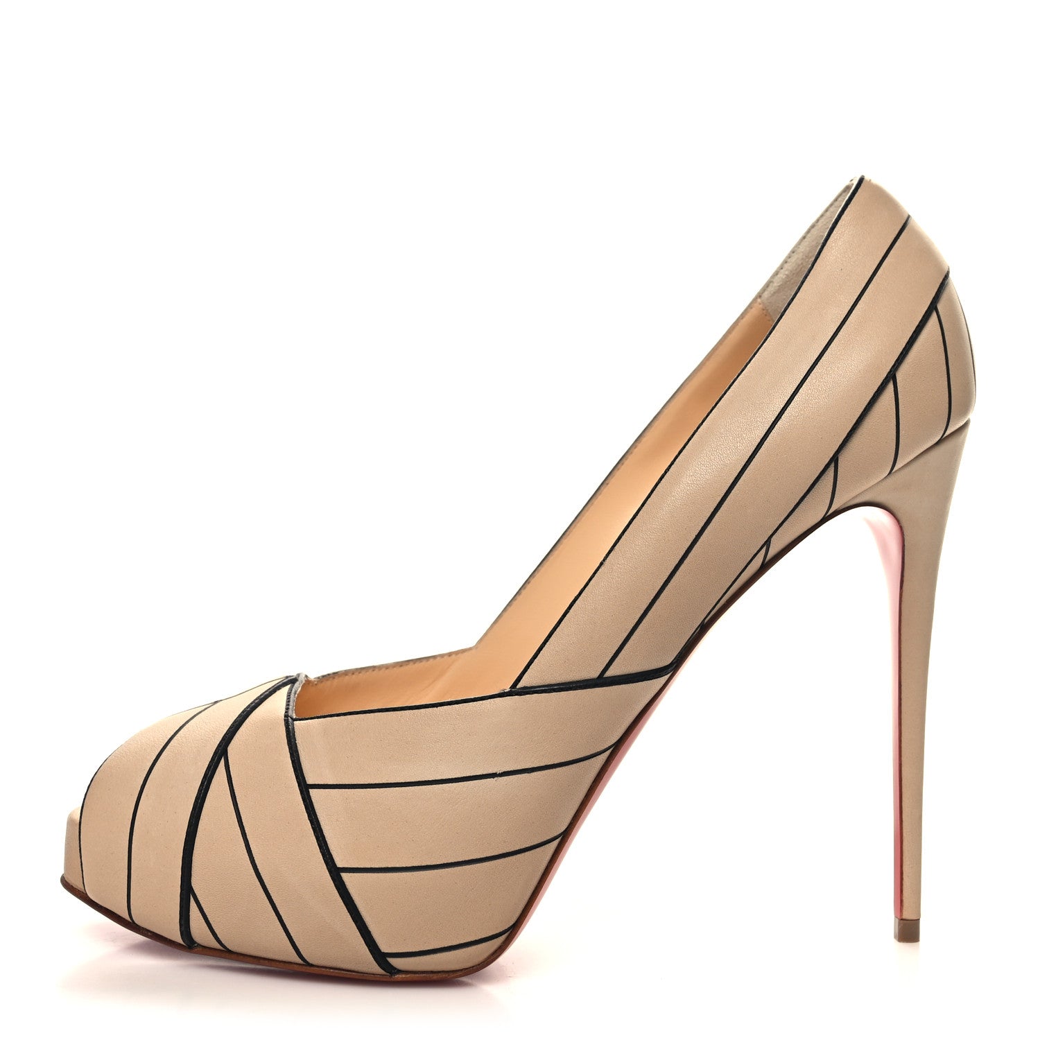 Christian Louboutin Calfskin Undessin Alta 120 Pumps 41 Nude Black 1 of 7