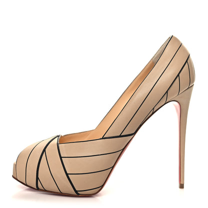 Christian Louboutin Calfskin Undessin Alta 120 Pumps 41 Nude Black 1 of 7