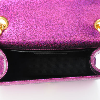 Saint Laurent Metallic Calfskin Small Classic Monogram Kate Satchel Fuchsia 5 of 6