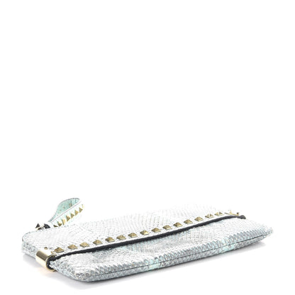 Valentino Garavani Python Rockstud Clutch Blue 4 of 8