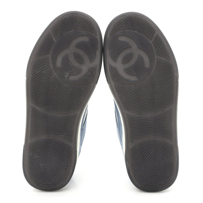 Chanel Suede Kidskin Womens CC Sneakers 35 White Blue 5 of 11