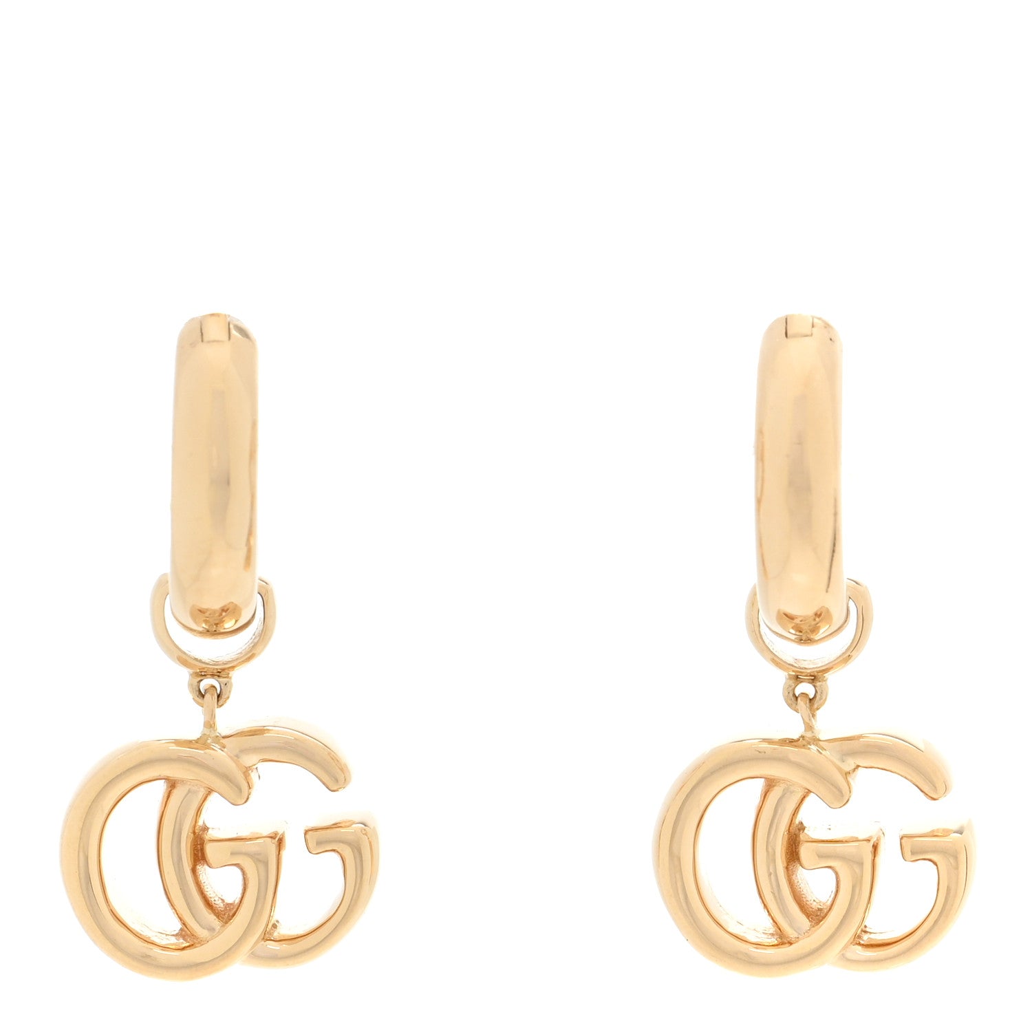 Gucci 18K Yellow Gold Running G Drop Hoop Earrings 1 of 4