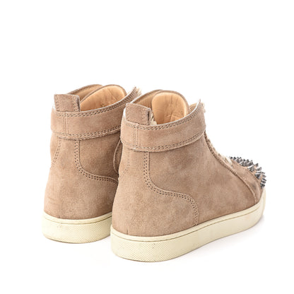 Christian Louboutin Veau Velours Womens Louis Spikes Flat Sneakers 35 Beige 4 of 11