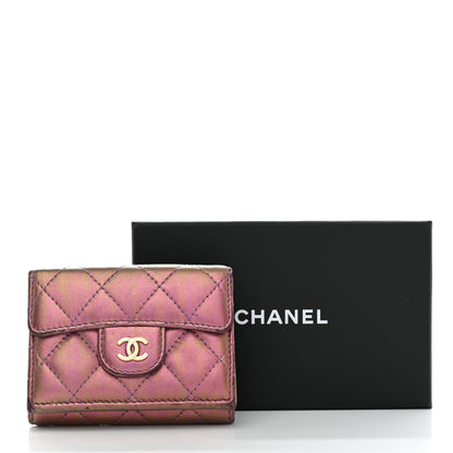 Chanel Iridescent Lambskin Quilted Double Flap Wallet Purple 14 of 14