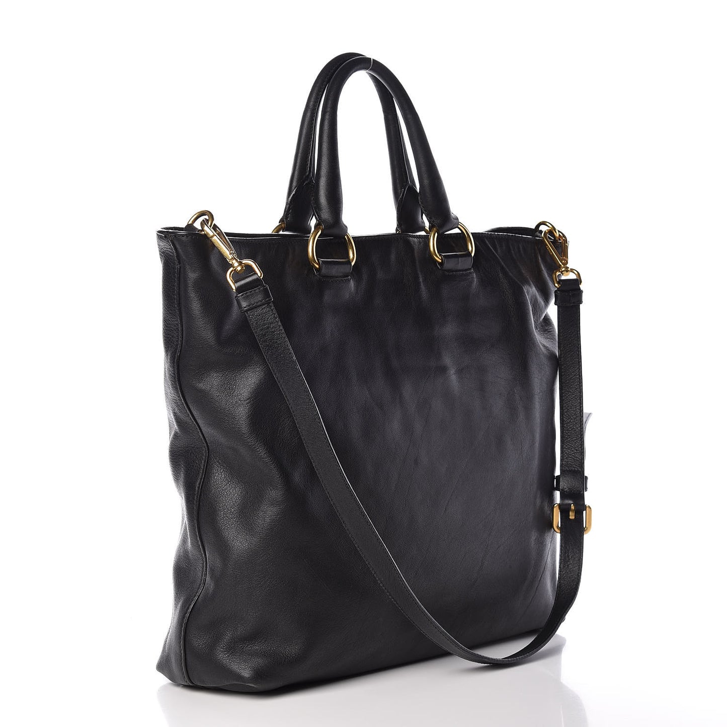 Soft Calf Shopping Tote Black