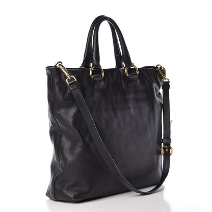 Prada Soft Calf Shopping Tote Black 3 of 15