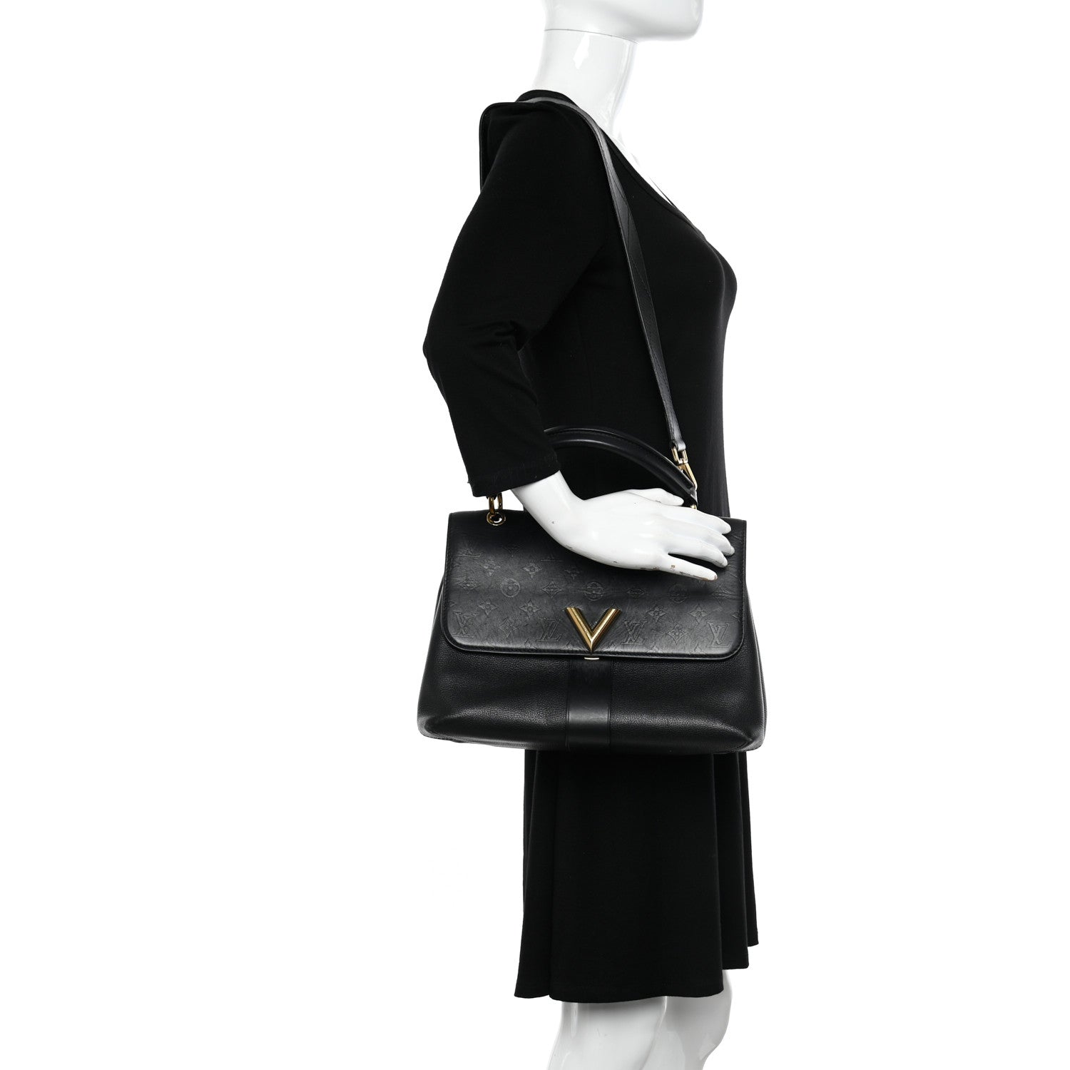Louis Vuitton Calfskin Monogram Very One Handle Black 2 of 13