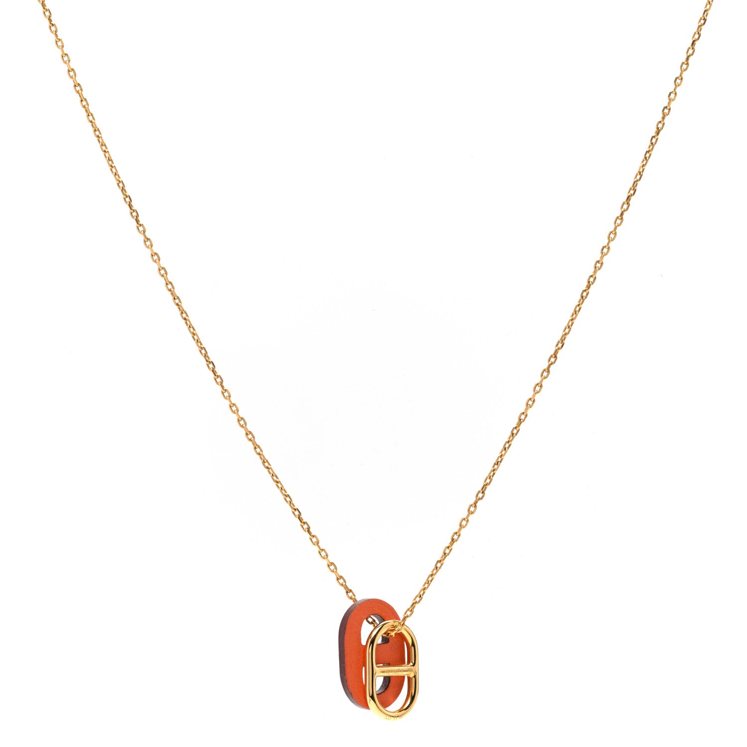 Hermes Swift O'Maillon Pendant Necklace Orange 3 of 8