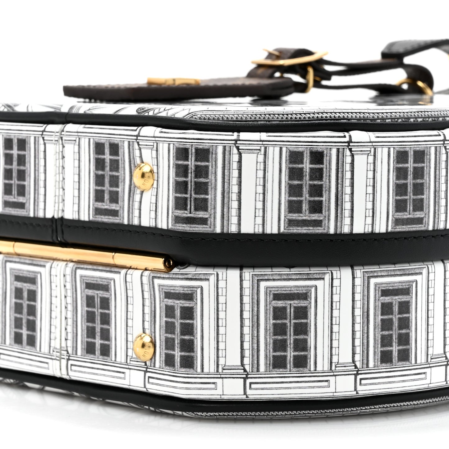 X FORNASETTI Calfskin Architettura Petite Boite Chapeau White Black