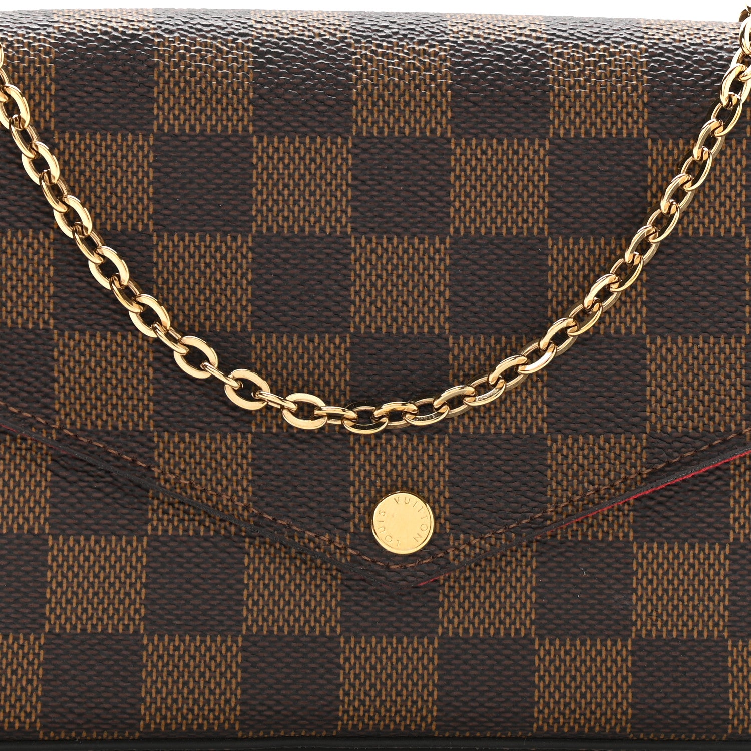 Louis Vuitton Damier Ebene Pochette Felicie Chain Wallet 9 of 14