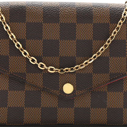 Louis Vuitton Damier Ebene Pochette Felicie Chain Wallet 9 of 14