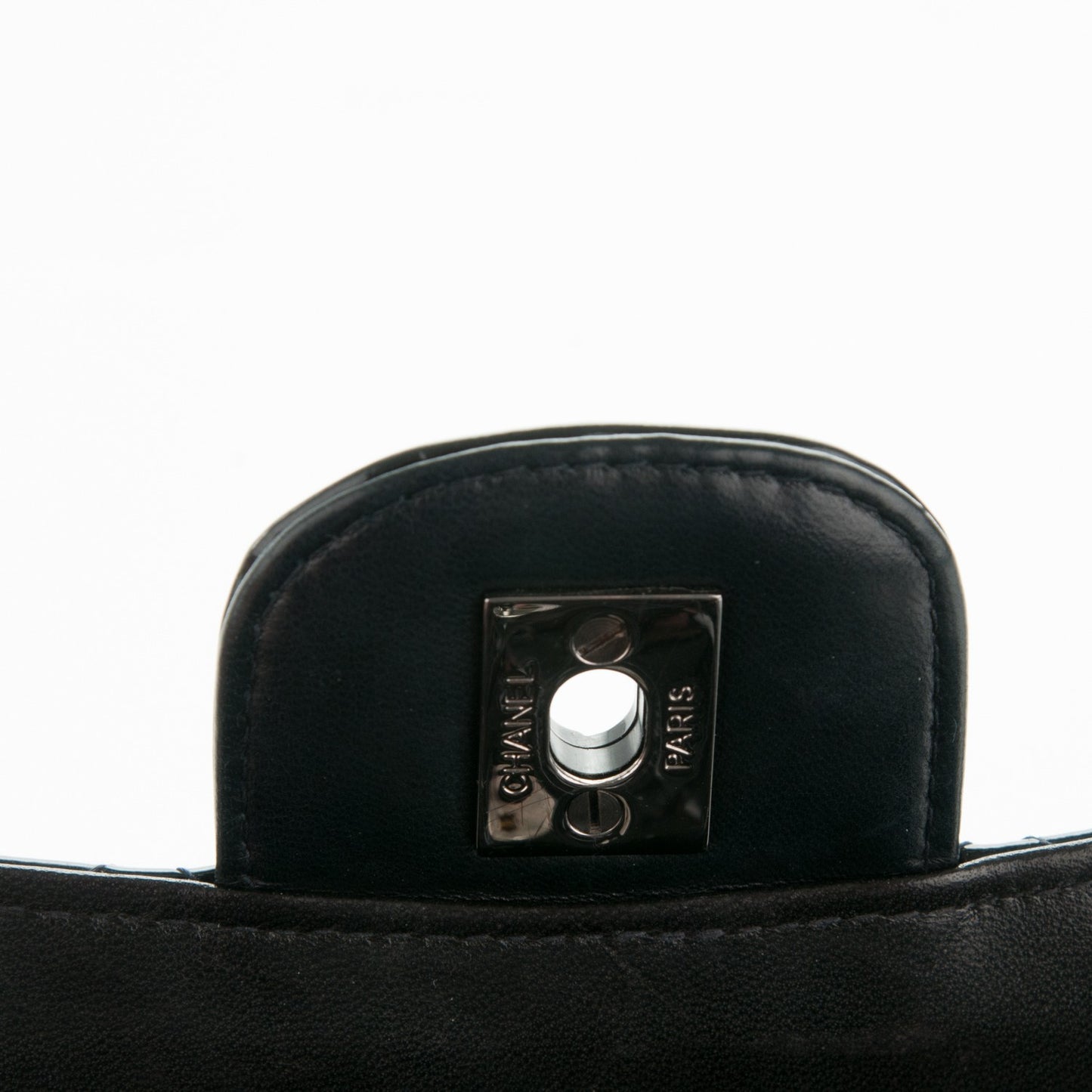 Patent Quilted Medium Double Flap Black