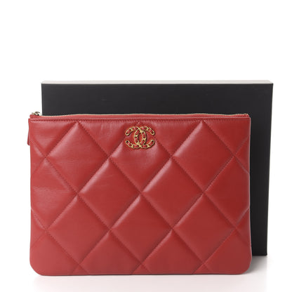 Chanel Goatskin Quilted Large 19 Cosmetic Case Red 8 of 8