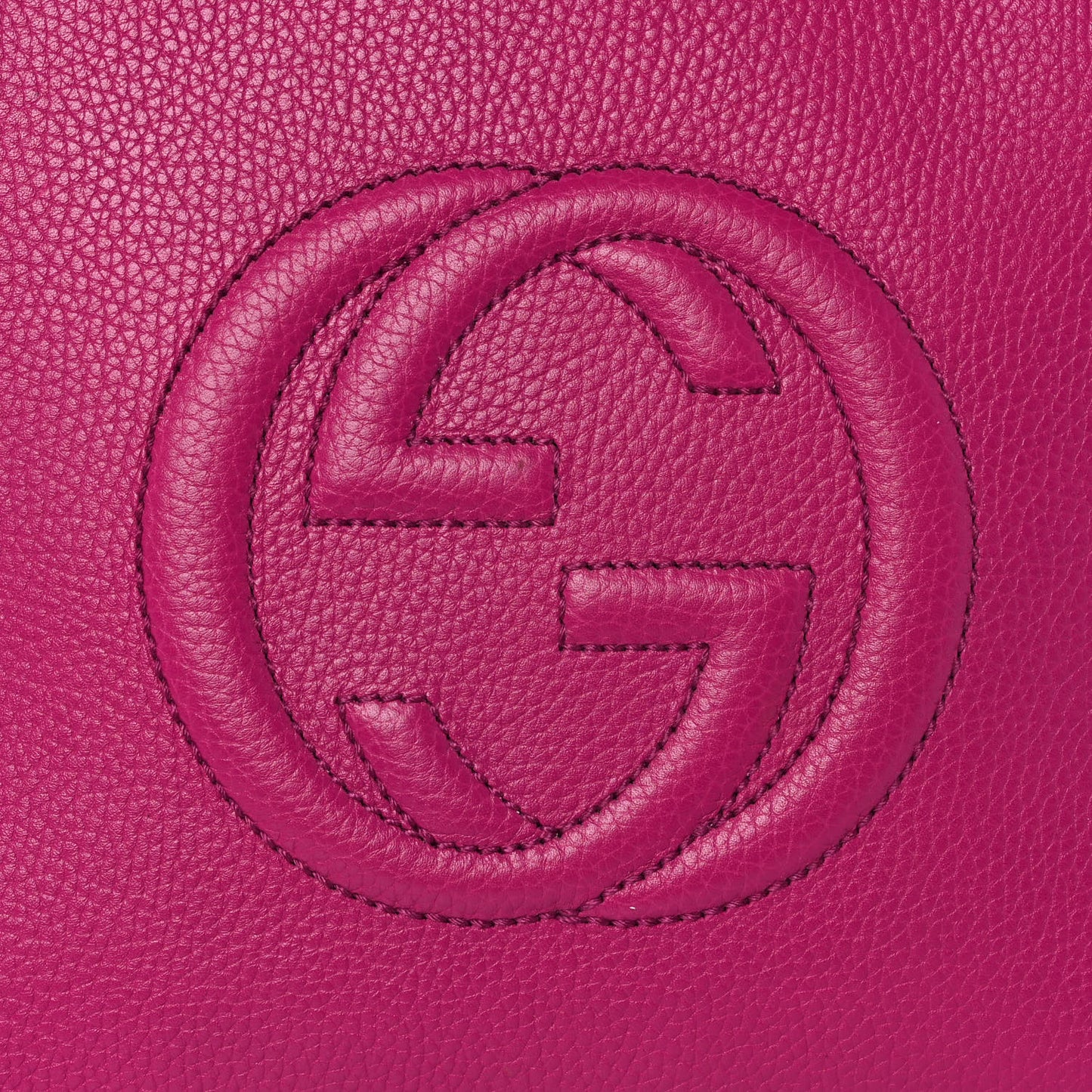 Pebbled Calfskin Small Soho Top Handle Bag Bright Bougainvillea
