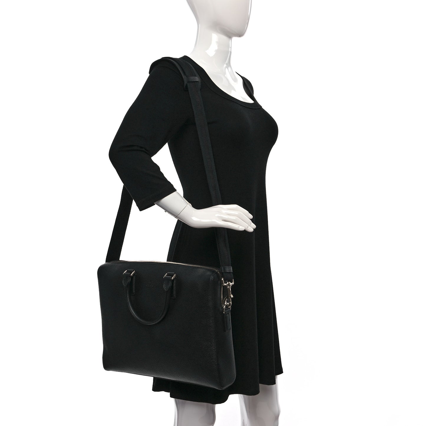 Pebbled Calfskin Briefcase Black