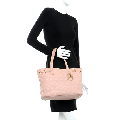 Christian Dior Coated Canvas Cannage Small Panarea Tote Light Pink 2 of 11