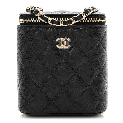 Chanel Caviar Quilted Small Vertical Coco Beauty Vanity Case With Chain Black 1 of 10