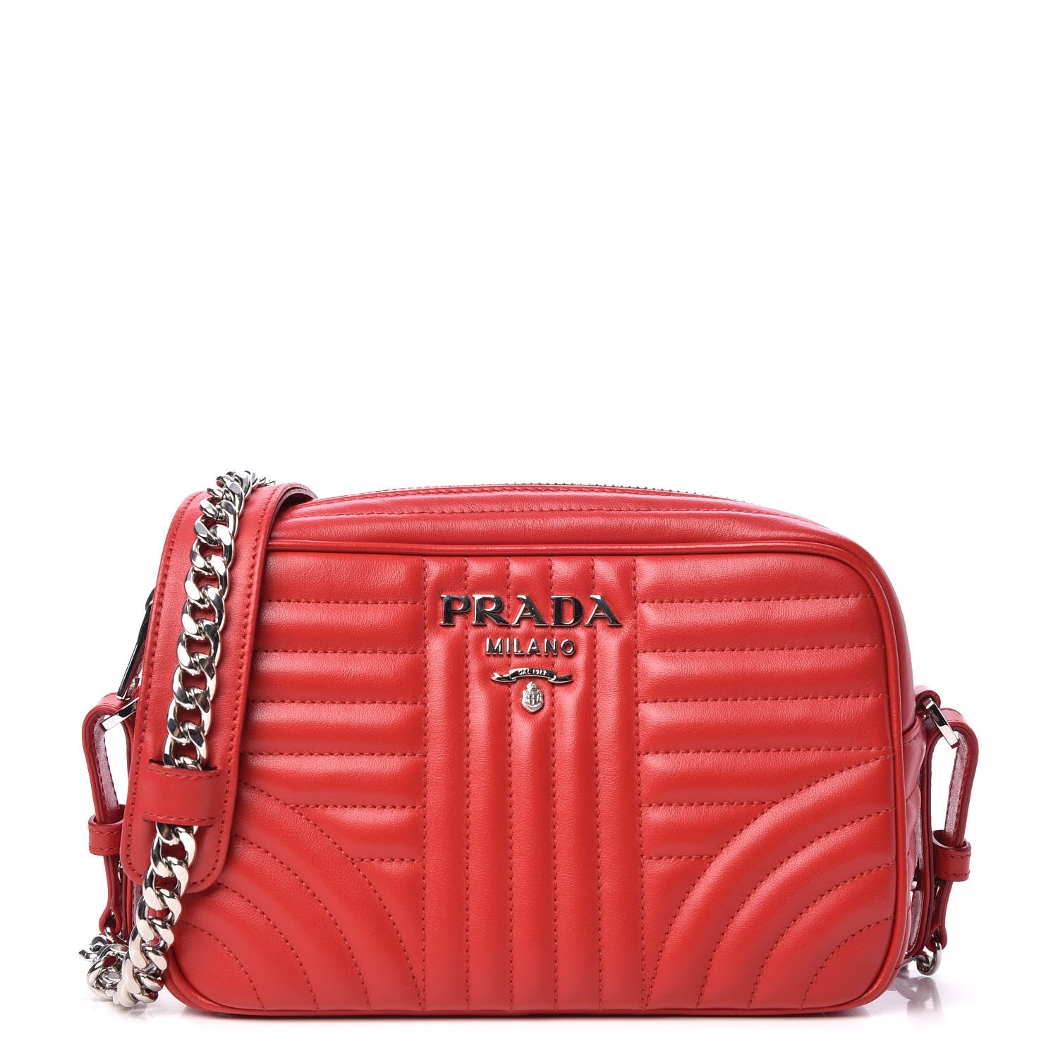 Prada Soft Calfskin Diagramme Crossbody Bag Rosso 1 of 8
