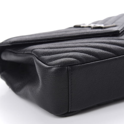 Saint Laurent Sheepskin Matelasse Chevron Monogram Medium College Bag Black 6 of 11
