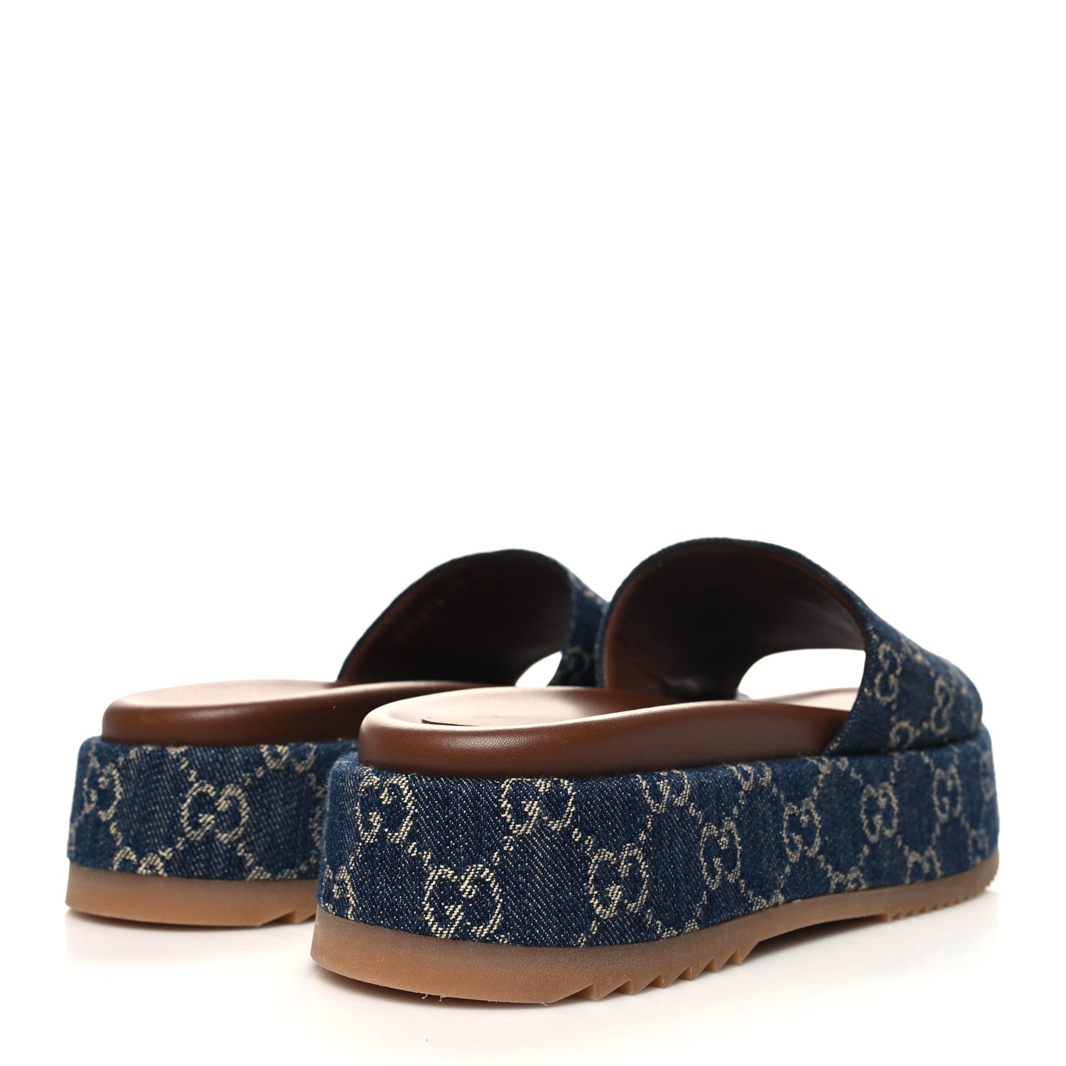 Gucci New Denim GG Monogram Angelina Platform 55mm Slide Sandals 41 Blue Tea 4 of 8