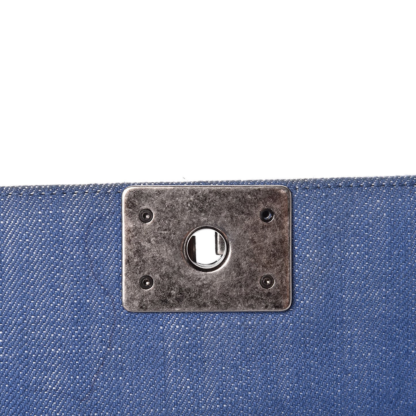 Denim Chevron Quilted Medium Boy Flap Blue
