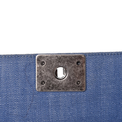 Chanel Denim Chevron Quilted Medium Boy Flap Blue 11 of 11